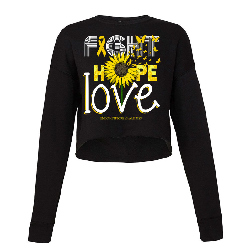 Trending Endometriosis Awareness Sunflower Ribbon Hope Love Gift Cropped Sweater by Jerhogen528 | Artistshot