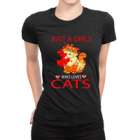 Just A Girl Who Loves Cats A Blank Lined Journal Cute Cat Ladies Fitted T-shirt | Artistshot