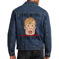 Merry Christmas Ya Filthy Animal 1 Men Denim Jacket | Artistshot