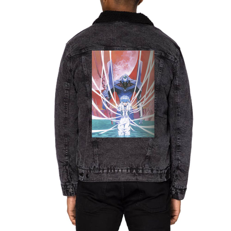 Evangelion Rei Ayanami Unit 0 Unisex Sherpa-Lined Denim Jacket by chanasrhyss4 | Artistshot