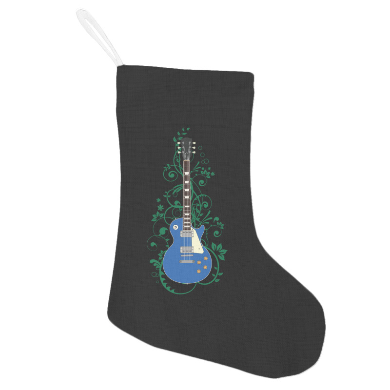 Blue Lp Style Electric Guitar Flowering Vines Holiday Stocking | Artistshot