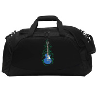 Blue Lp Style Electric Guitar Flowering Vines Active Duffel | Artistshot