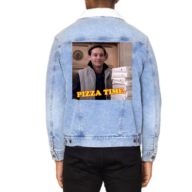 Pizza Time! Unisex Sherpa-Lined Denim Jacket by aspiusbekalu | Artistshot