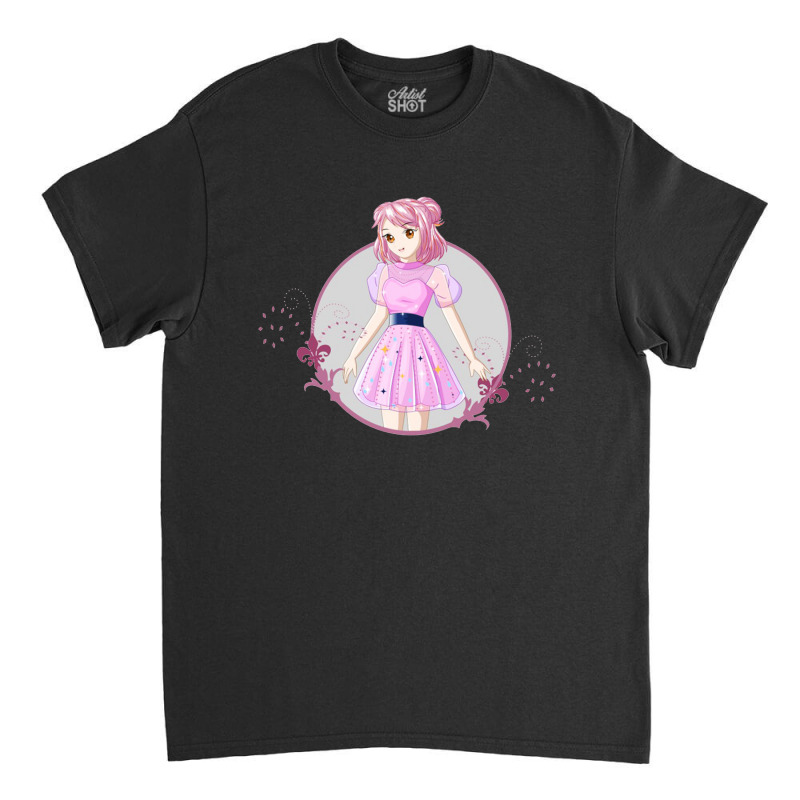 Girl With Short Pink Hair Wearing Pink Dress Classic T-shirt by AliceLovee | Artistshot