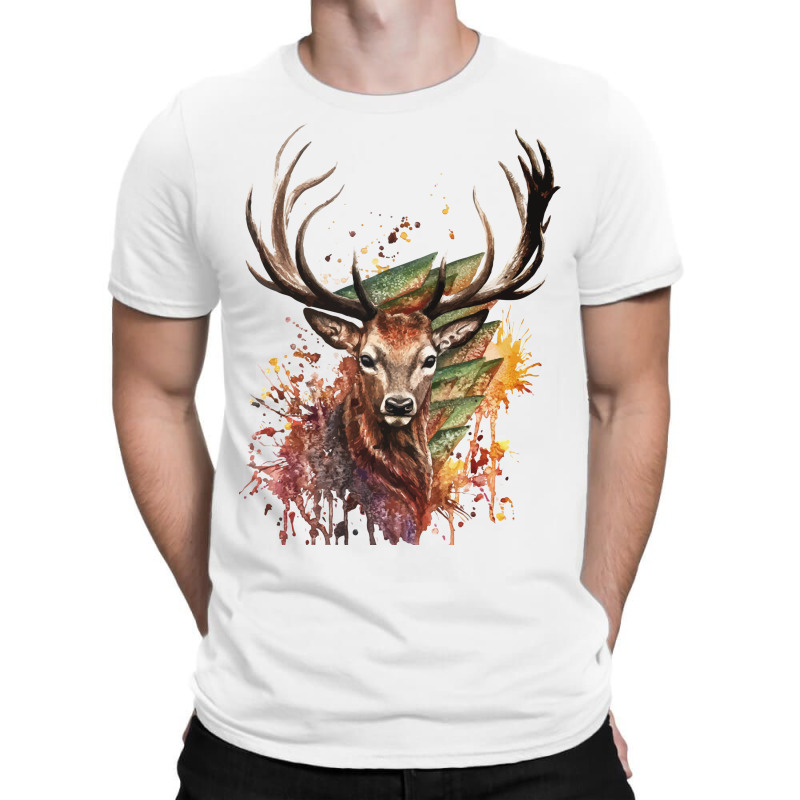 Watercolor Deer Painting Design T Shirt T-shirt | Artistshot