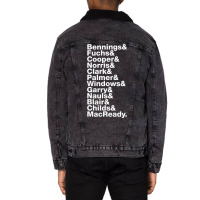 The Thing Movie Death Order Helvetica Jetset Horror Science Fiction Fa Unisex Sherpa-lined Denim Jacket | Artistshot