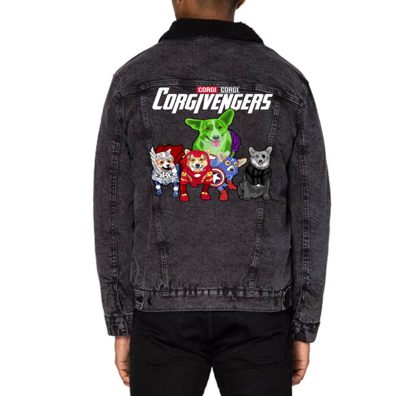 The Corgivengers Unisex Sherpa-lined Denim Jacket | Artistshot