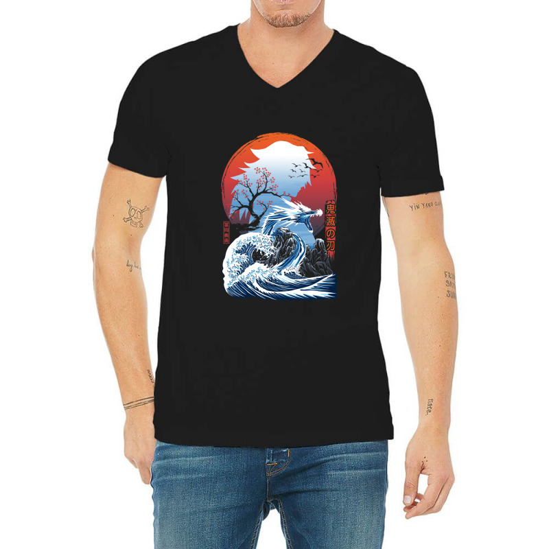 The Great Water Dragon V-neck Tee | Artistshot