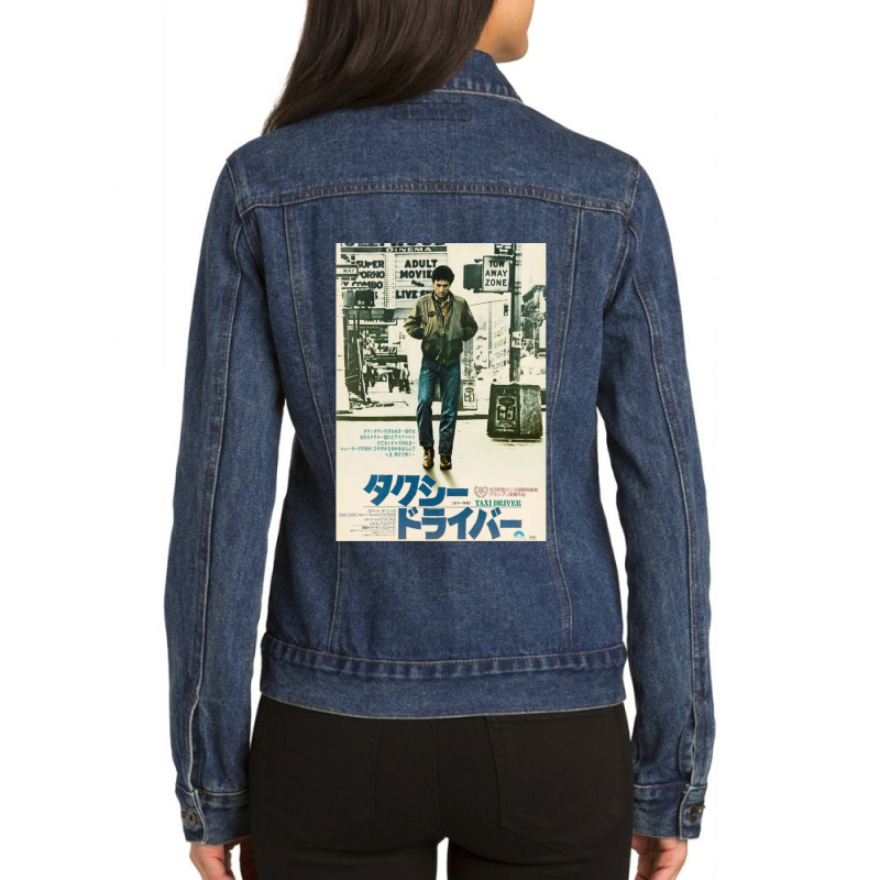 Taxi Driver Japanese Poster Ladies Denim Jacket by JohnLoechler | Artistshot