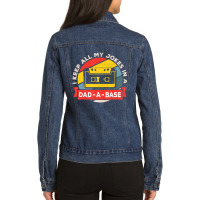 I Keep All My Jokes In A Dad-a-base Vintage Father's Day Dad Ladies Denim Jacket | Artistshot