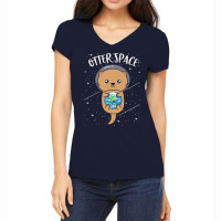 Otter Space T  Shirt Otter Space Cute Funny Sea Otter Astronaut Milky Women's V-neck T-shirt | Artistshot