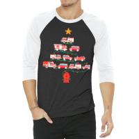 Firefighter Christmas Gifts T  Shirt Firefighter Christmas Tree Fire D 3/4 Sleeve Shirt | Artistshot