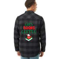 Christmas Cats Books Coffee Flannel Shirt | Artistshot