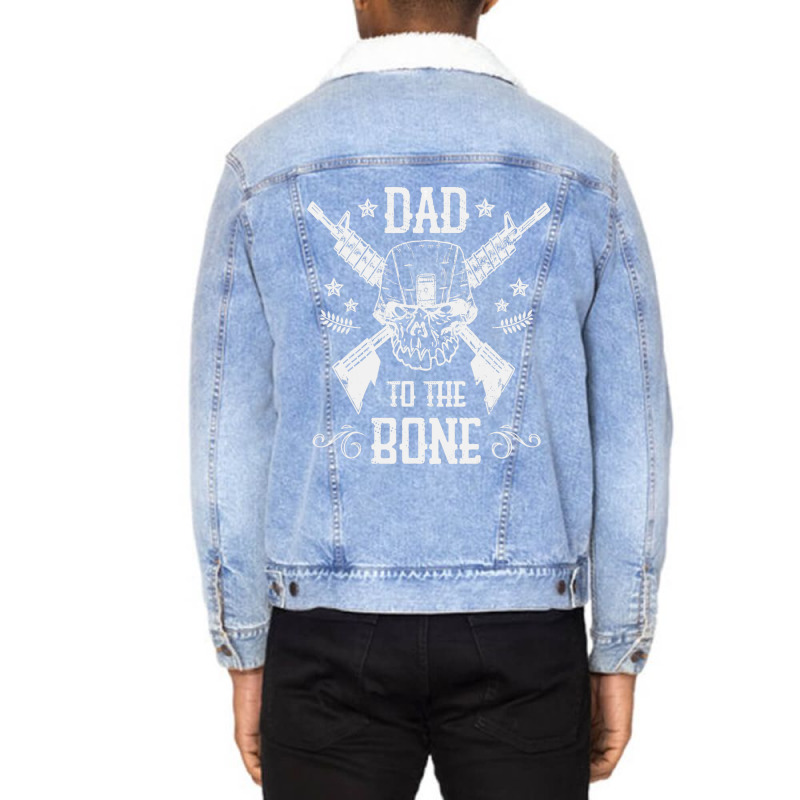 Mens Dad To The Bone Father Joke Vintage Skull Ar Rifle Gun Unisex Sherpa-lined Denim Jacket | Artistshot