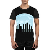 Piano Keys As A City Landscape In The Moonlight Graphic T-shirt | Artistshot