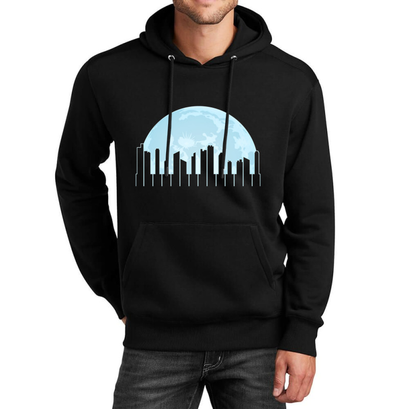 Piano Keys As A City Landscape In The Moonlight Unisex Hoodie | Artistshot