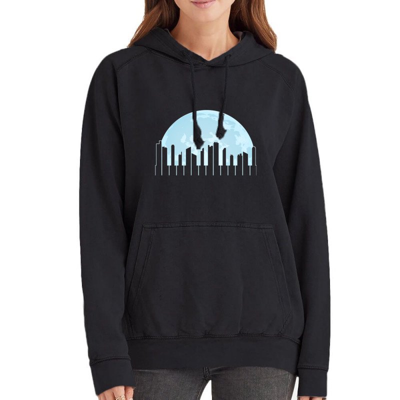 Piano Keys As A City Landscape In The Moonlight Vintage Hoodie | Artistshot