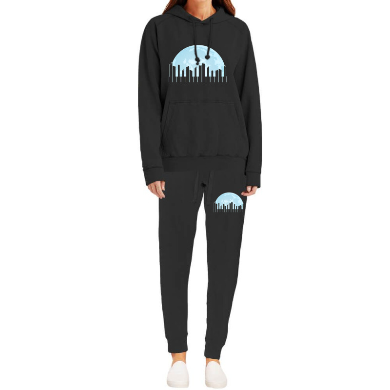 Piano Keys As A City Landscape In The Moonlight Hoodie & Jogger Set | Artistshot