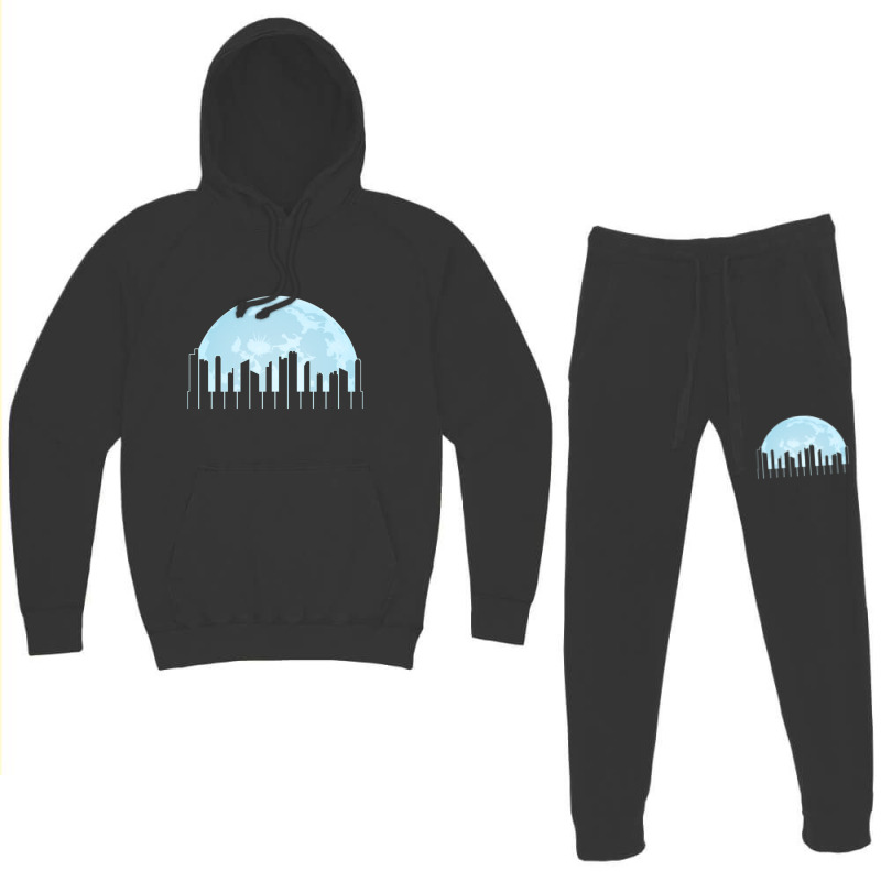 Piano Keys As A City Landscape In The Moonlight Hoodie & Jogger Set | Artistshot