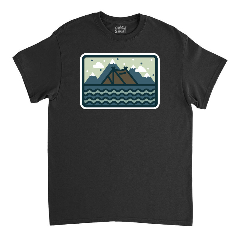 Camp Mountain Beach View Classic T-shirt by Quilimo | Artistshot