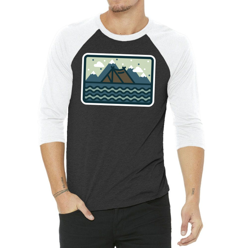 Camp Mountain Beach View 3/4 Sleeve Shirt by Quilimo | Artistshot