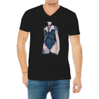 Sexy Lingerie Gothic Pastel Tattoo Harness Pinup Lady V-neck Tee | Artistshot