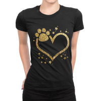 Hot Trend Yellow Paw Print Heart Cute Dog Cat Love Valentines Day Ladies Fitted T-shirt | Artistshot