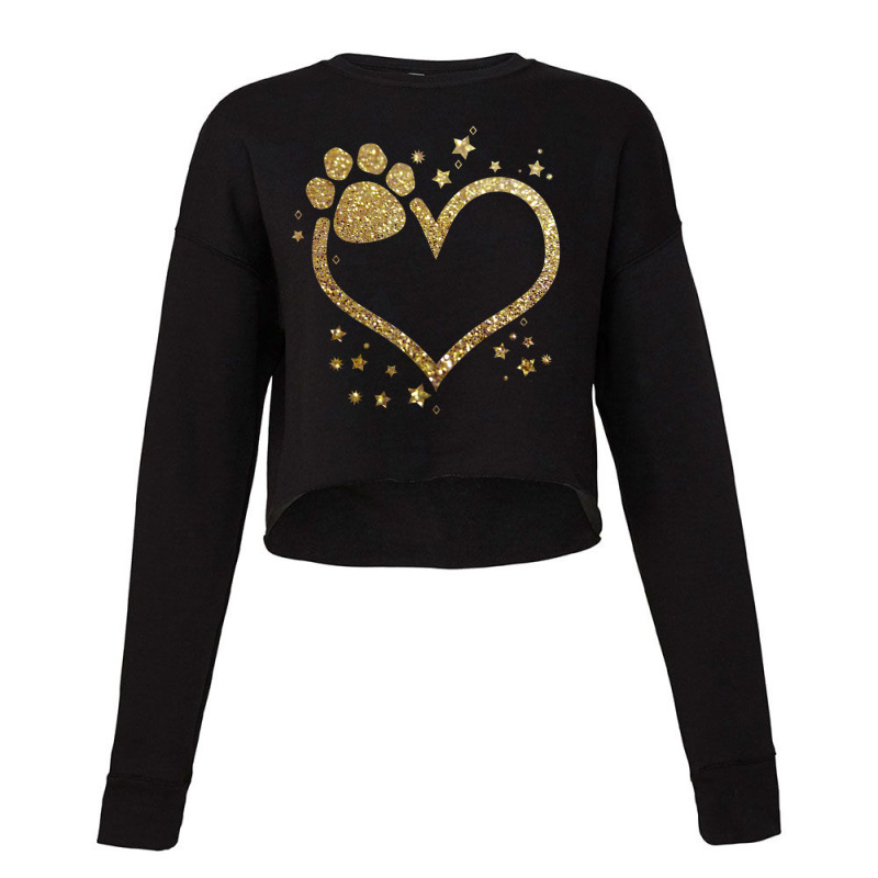 Hot Trend Yellow Paw Print Heart Cute Dog Cat Love Valentines Day Cropped Sweater by Hugo Flowers | Artistshot