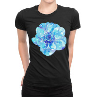 Blue Anemone Flower Painting Red Green Flower Red Green Abstract Water Ladies Fitted T-shirt | Artistshot