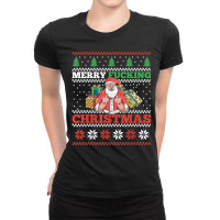 Merry Fucking Christmas Adult Humor Santa Pun Ugly Sweater Ladies Fitted T-shirt | Artistshot