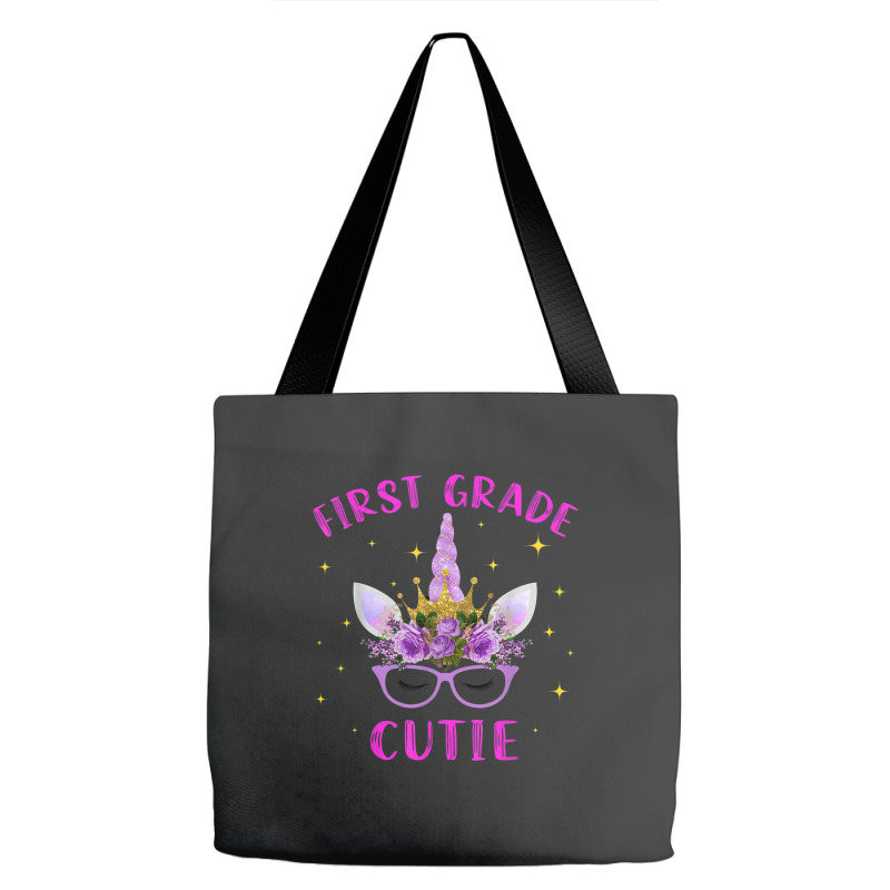 First Grade Cutie Unicorn Face Lover 1st Grade Girl Gift Tote Bags | Artistshot