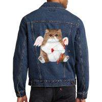 Trending Valentine's Day Cat Cupid Heart Persian Kitty Cherub Men Denim Jacket | Artistshot