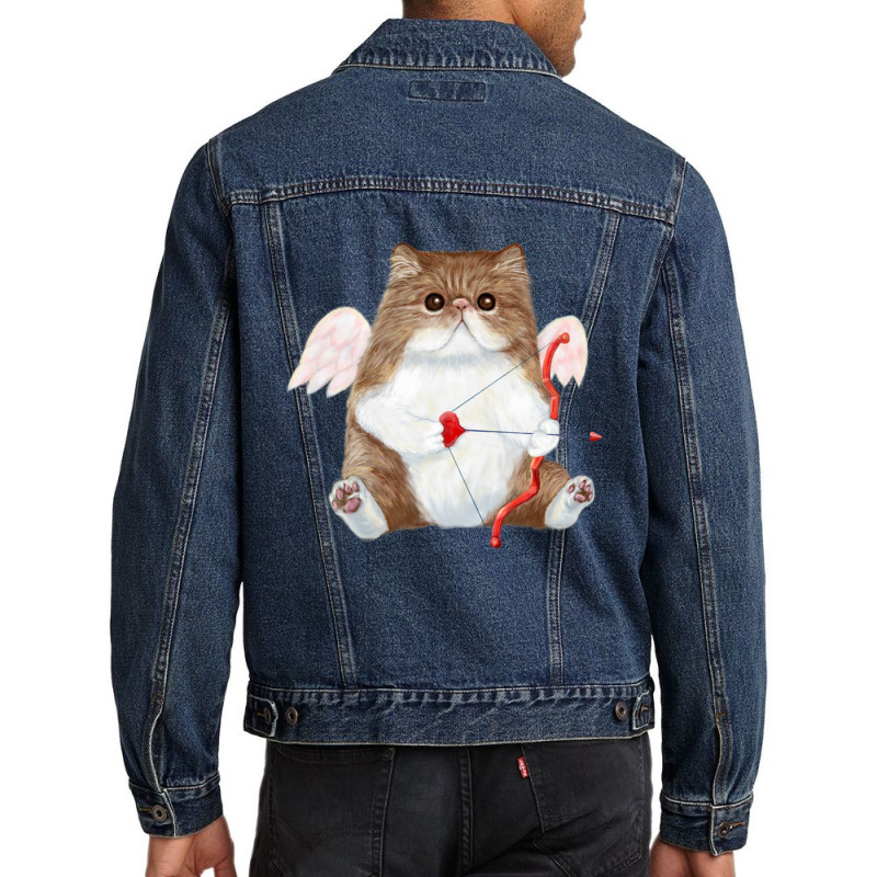 Trending Valentine's Day Cat Cupid Heart Persian Kitty Cherub Men Denim Jacket by Trudeau Palmer | Artistshot