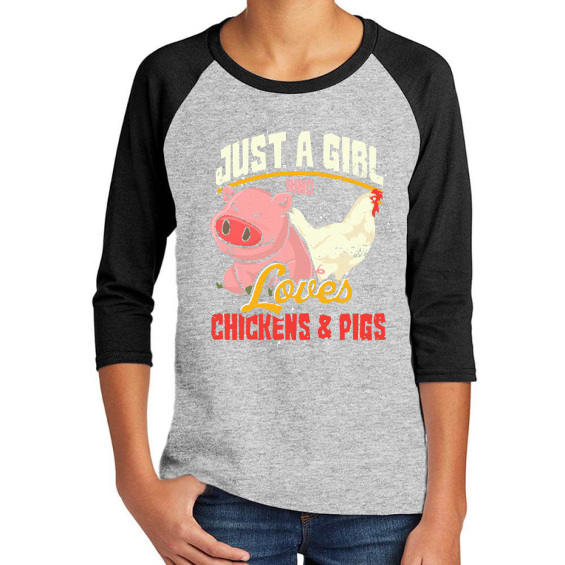 Chicken  Girls Pig Farmer Farming Farm Animal Chicken Youth 3/4 Sleeve by daunikan | Artistshot