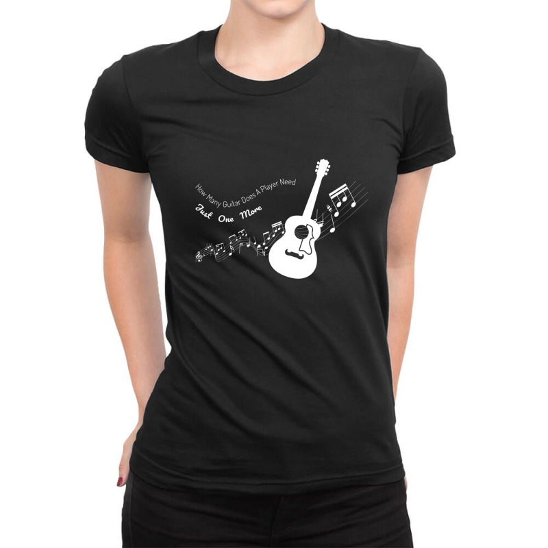 Guitar With Flying Music Notes Ladies Fitted T-Shirt by ELIZABETHKARLENEWINCELOWICZ | Artistshot