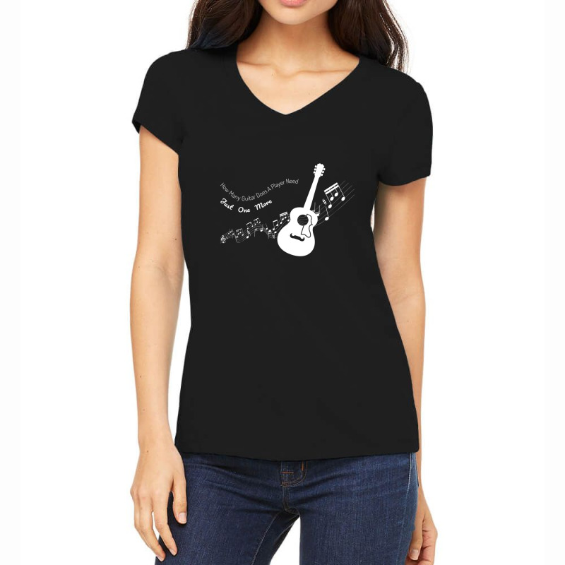 Guitar With Flying Music Notes Women's V-Neck T-Shirt by ELIZABETHKARLENEWINCELOWICZ | Artistshot