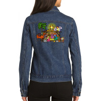 Cartoon Christmas Nativity Scene Ladies Denim Jacket | Artistshot