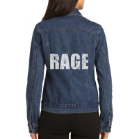 Rage Distressed Text Ladies Denim Jacket | Artistshot