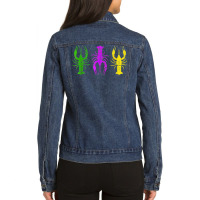 Mardi Gras Crawfish Jester Hat Bead Tee New Orleans Gifts T Shirt Ladies Denim Jacket | Artistshot