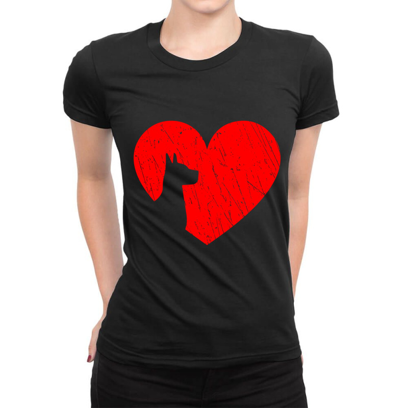 Hot Trend Valentines Day Retro Hearts Dane Dog Puppy Lover Ladies Fitted T-Shirt by Karyn Love | Artistshot