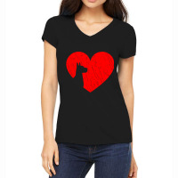 Hot Trend Valentines Day Retro Hearts Dane Dog Puppy Lover Women's V-neck T-shirt | Artistshot