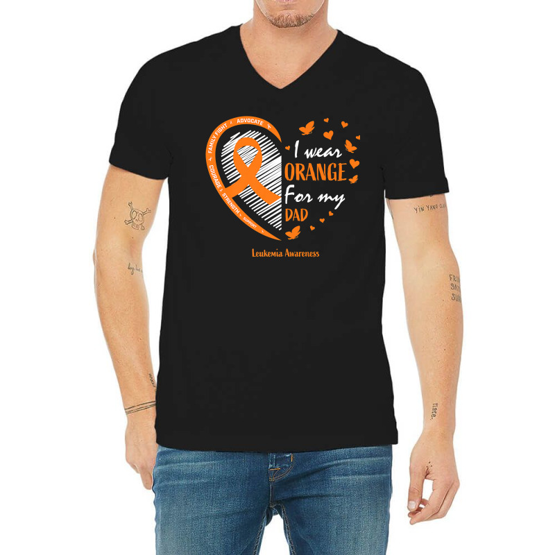 Men Women Father I Wear Orange For My Dad Leukemia Awareness Premium T V-neck Tee | Artistshot