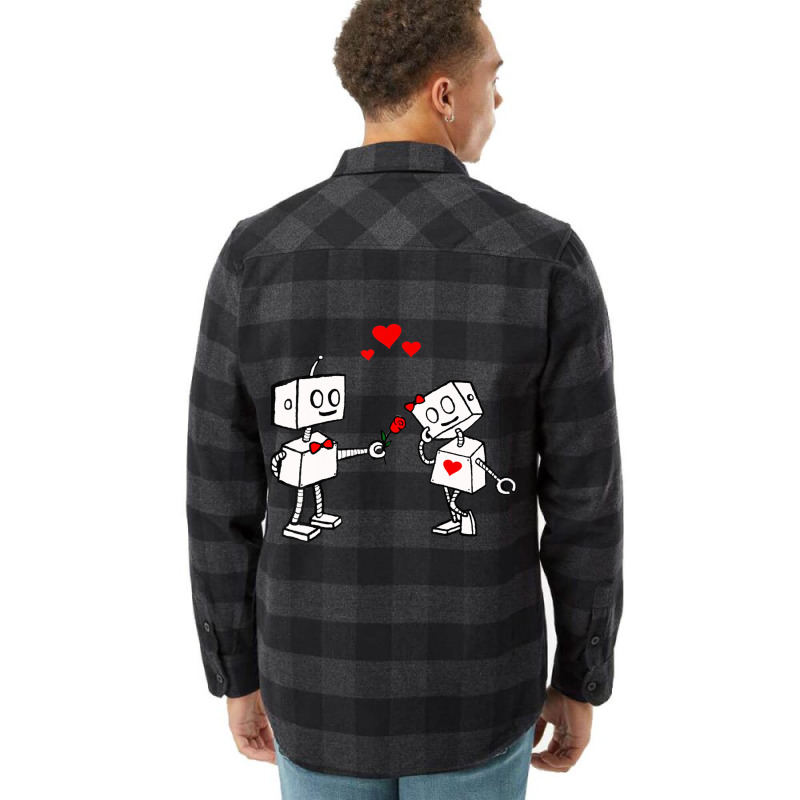 Hot Trend Valentines Day Robots Couple Love Story Flannel Shirt | Artistshot