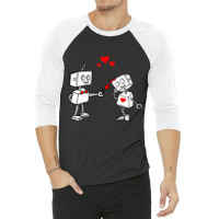 Hot Trend Valentines Day Robots Couple Love Story 3/4 Sleeve Shirt | Artistshot