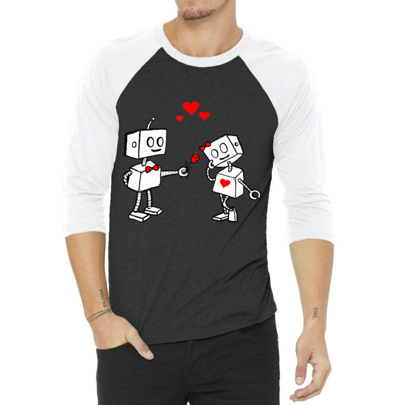 Hot Trend Valentines Day Robots Couple Love Story 3/4 Sleeve Shirt | Artistshot