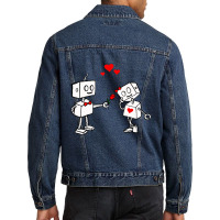 Hot Trend Valentines Day Robots Couple Love Story Men Denim Jacket | Artistshot