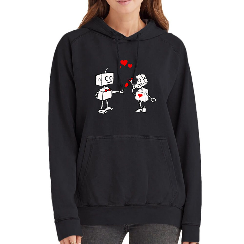 Hot Trend Valentines Day Robots Couple Love Story Vintage Hoodie | Artistshot