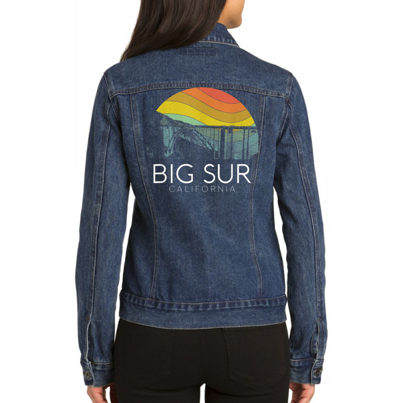 Big Sur California Beach Central Coast Retro Forest Camping T Shirt Ladies Denim Jacket by puawhla | Artistshot