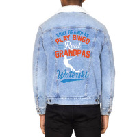 Mens Some Grandpas Play Bingo Real Grandpas Waterski Unisex Sherpa-lined Denim Jacket | Artistshot