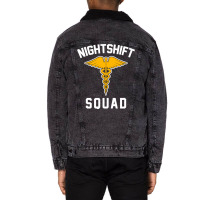 Night Shift Squad Nurse Gift Unisex Sherpa-lined Denim Jacket | Artistshot